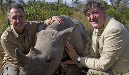Mark and Stephen with a northern white rhino 